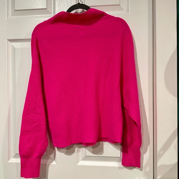 Pilcro by Anthropologie 100% Cashmere Pink Ribbed Funnel Neck Sweater size Small - Picture 2 of 5